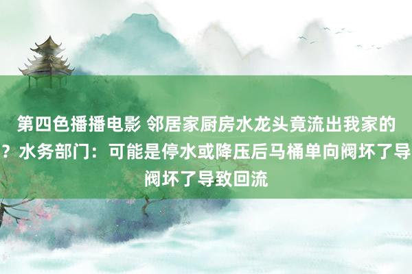 第四色播播电影 邻居家厨房水龙头竟流出我家的马桶水？水务部门：可能是停水或降压后马桶单向阀坏了导致回流