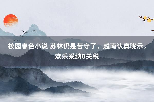 校园春色小说 苏林仍是苦守了，越南认真晓示，欢乐采纳0关税