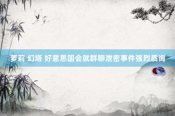 萝莉 幻塔 好意思国会就群聊泄密事件强烈质询