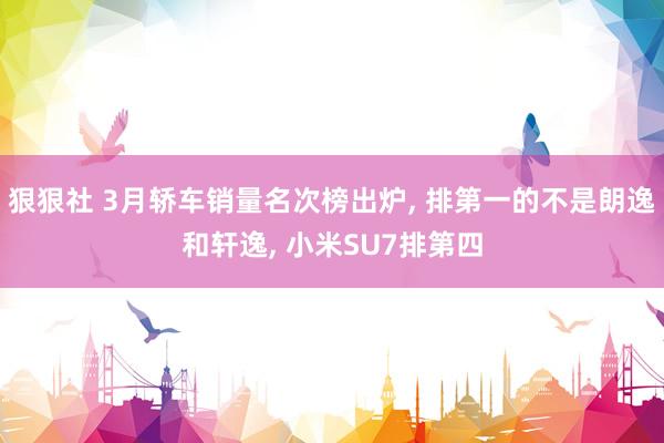 狠狠社 3月轿车销量名次榜出炉, 排第一的不是朗逸和轩逸, 小米SU7排第四