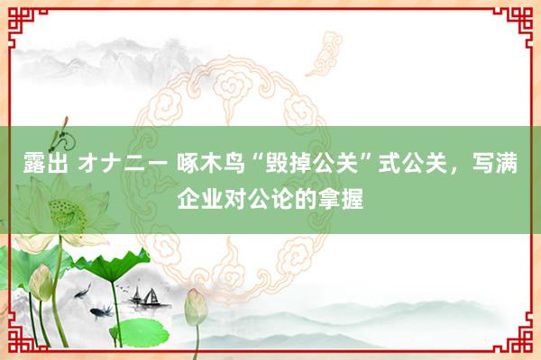 露出 オナニー 啄木鸟“毁掉公关”式公关，写满企业对公论的拿握